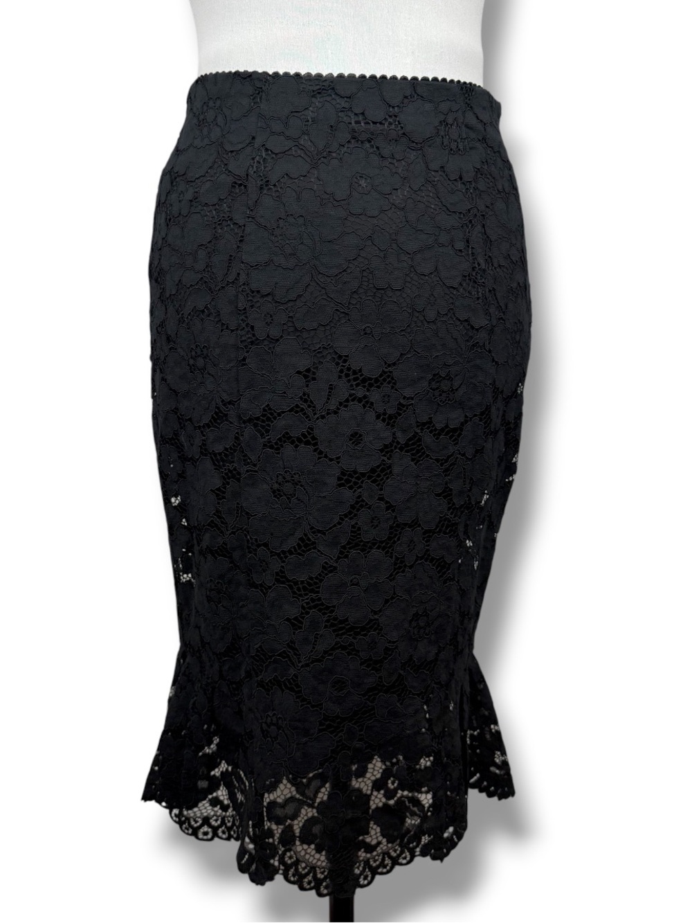 Express‎ Black Lace Pencil Skirt Scalloped Hem Midi Pencil Skirt Size 2